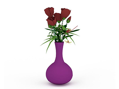3d<font class='myIsRed'>紫色</font>花瓶摆件模型