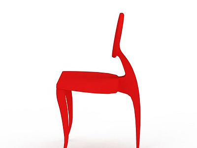 现代红色三脚椅模型3d模型