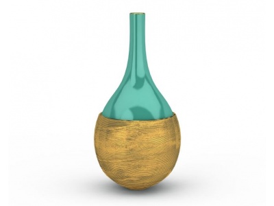 3d精美拼色金属底座花瓶模型