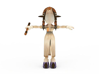 3d最终幻想游戏人物羊角辫小女孩模型