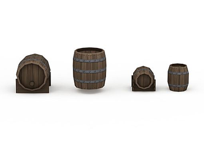 实木酒桶酒坛模型3d模型