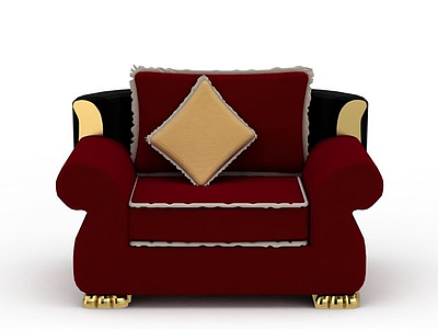 单人红色时尚沙发3d模型