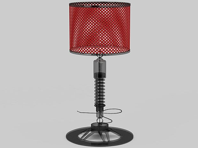 创意红色编织灯罩台灯模型3d模型
