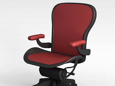 3d高档红色可升降办公转椅模型
