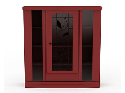 3d现代红色木质衣柜免费模型