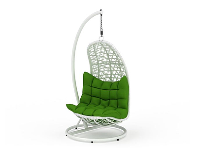 3d时尚白色编织绿坐垫沙发吊椅模型
