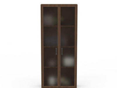 3d现代实木两开门储物柜书柜模型