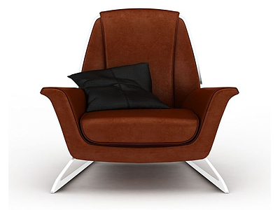 3d精品棕色皮沙发休闲椅免费模型