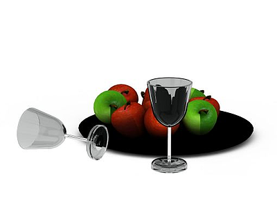 果盘酒杯套装模型3d模型