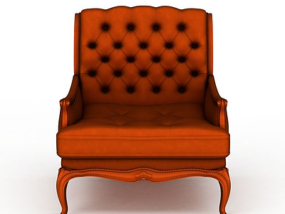 3d单人红色真皮坐椅沙发模型