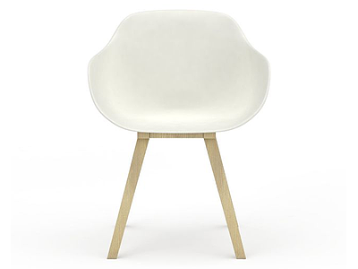 3d精美白色实木餐椅免费模型