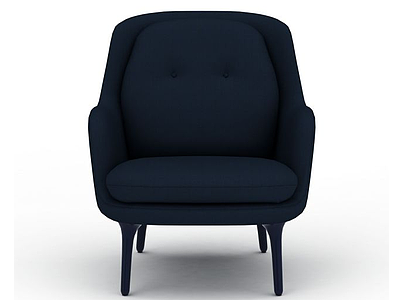 3d深蓝色单人布艺沙发椅免费模型