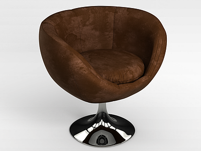3d时尚咖啡色绒布休闲沙发椅模型