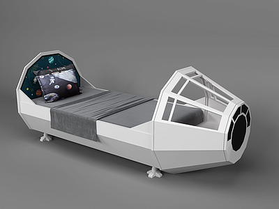3d现代儿童床太空船床模型