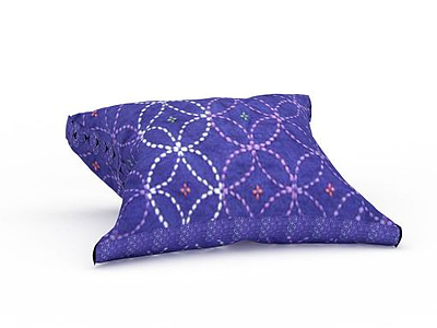 精品紫色布艺印花枕头模型