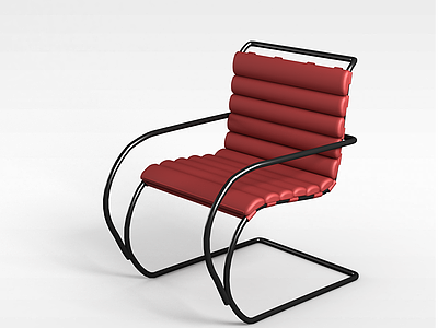 3d现代美式红色软包休闲座椅模型