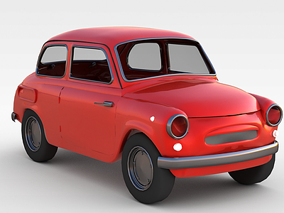 3d红色小汽车模型