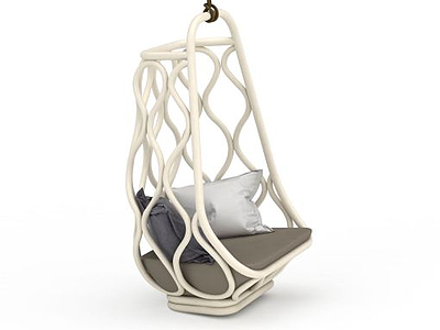 现代米色沙发吊椅模型3d模型