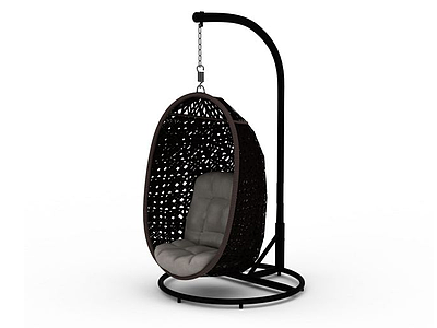 3d现代黑色编织沙发吊椅模型