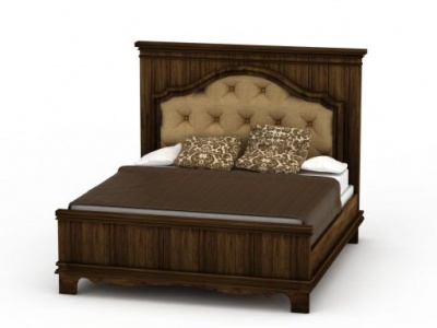 3d高档实木双人床免费模型