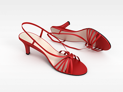 女士红色高跟凉鞋模型3d模型
