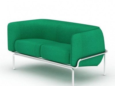 3d时尚绿色布艺双人沙发模型