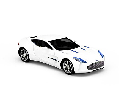 现代白色小轿车模型3d模型