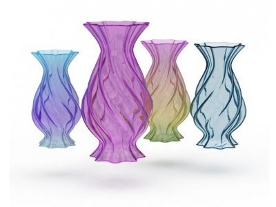 3d彩色透明玻璃花瓶组合免费模型