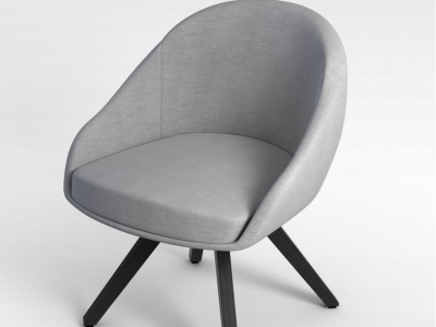 3d简约灰色绒布椅子模型
