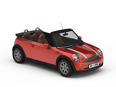 红色minicooper小轿车模型3d模型