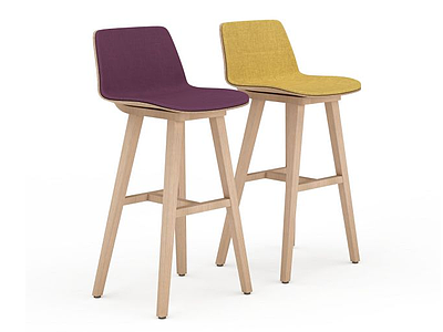 3d现代实木高脚座椅模型