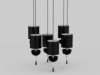 3d时尚灯笼造型黑色装饰吊灯模型