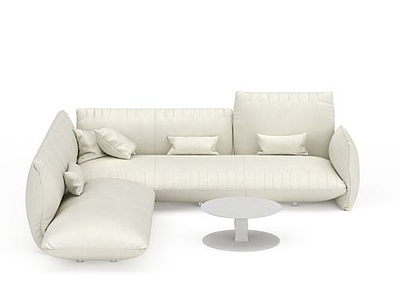 精品米白色布艺转角沙发模型3d模型