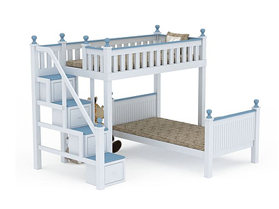 双人儿童床模型3d模型