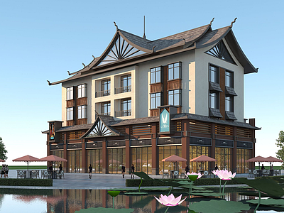 傣式商住楼模型3d模型