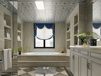 3d欧式风格卫生淋浴间模型