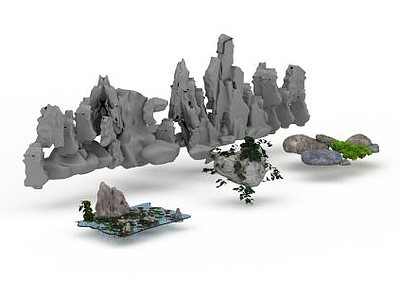 3d园林假山石头模型