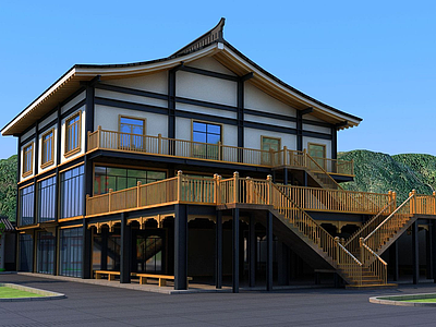三层钢构中式房屋模型3d模型