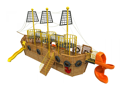 3d木质海盗船模型