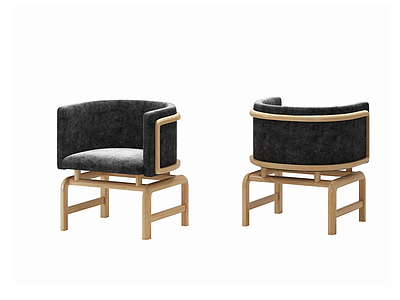 现代木质休闲椅3d模型