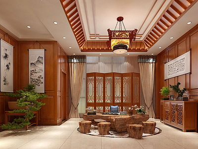 3d中式茶室模型