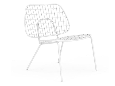 3d简约白色金属藤椅模型