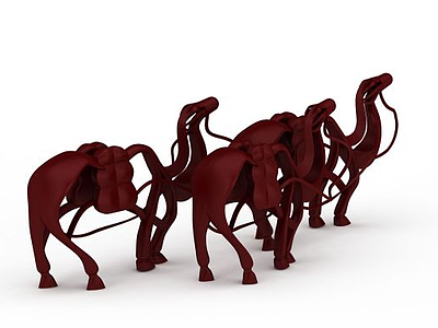 红色骆驼雕塑模型3d模型