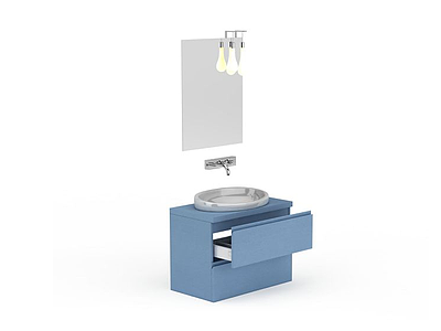 3d现代天蓝色洗手台模型