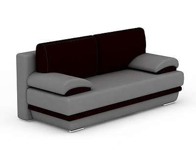 时尚布艺双人枣红色灰色拼色沙发模型3d模型