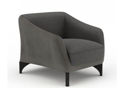 时尚灰色绒面单人沙发模型3d模型