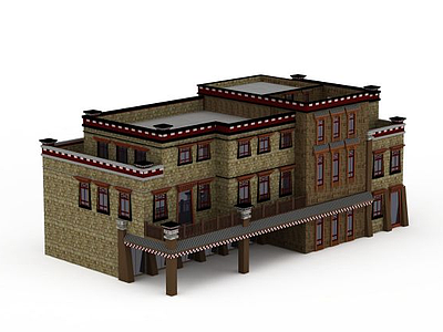 3d藏式建筑模型