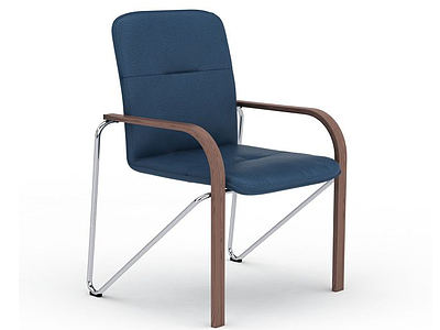 3d现代蓝色皮质办公椅子模型