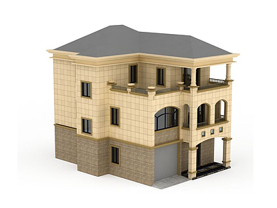 3d欧式三层小别墅模型