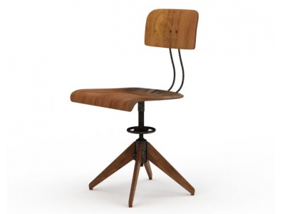 3d创意复古式实木旋转椅子模型